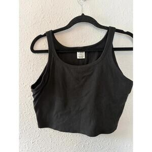 VS PINK black ribbed cotton cropped tank size XXL. Shelf bra